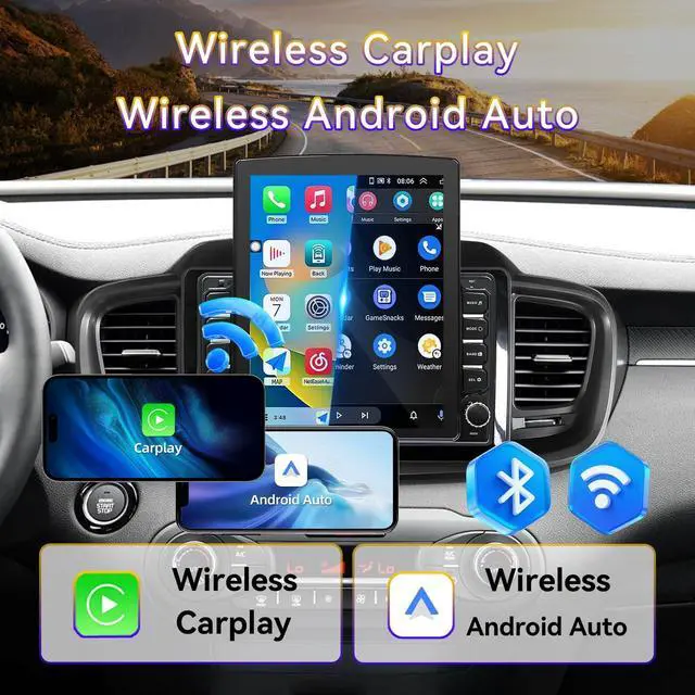 Alt view image 3 of 5 - Android 14 Car Stereo Radio Head Unit Compatible with Kia Sorento 2016 2017 2018 2019 2020 9.7" Touch Screen Audio Receiver with CarPlay & Android Auto GPS WiFi Buletooth Back Camera FM GPS 2+64G