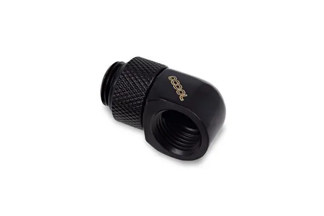 Alt view image 2 of 4 - Alphacool Eiszapfen Male to Female Adapter Fitting, 90 Degree Rotary, Deep Black, 4-Pack