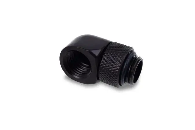 Alt view image 3 of 4 - Alphacool Eiszapfen Male to Female Adapter Fitting, 90 Degree Rotary, Deep Black, 4-Pack
