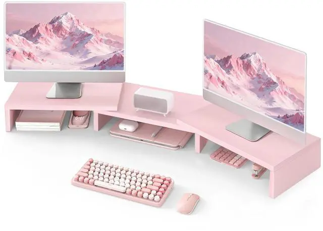 Main image of TAVR Dual Monitor Stand Riser, Wooden Computer Monitor Stand for 2 Monitors