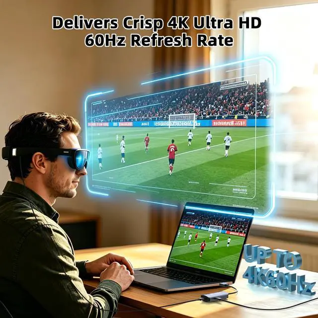 Alt view image 2 of 5 - HDMI to USB C Adapter 4K@60Hz for AR Glasses, HDMI Male to USB C Female for XREAL One/Air 2 Pro, VITURE Pro, RayNeo Air 2s, Rokid Max, Switch 2/1, Steam Deck, PS5/4, Xbox, ROG Ally, Portable Monitor