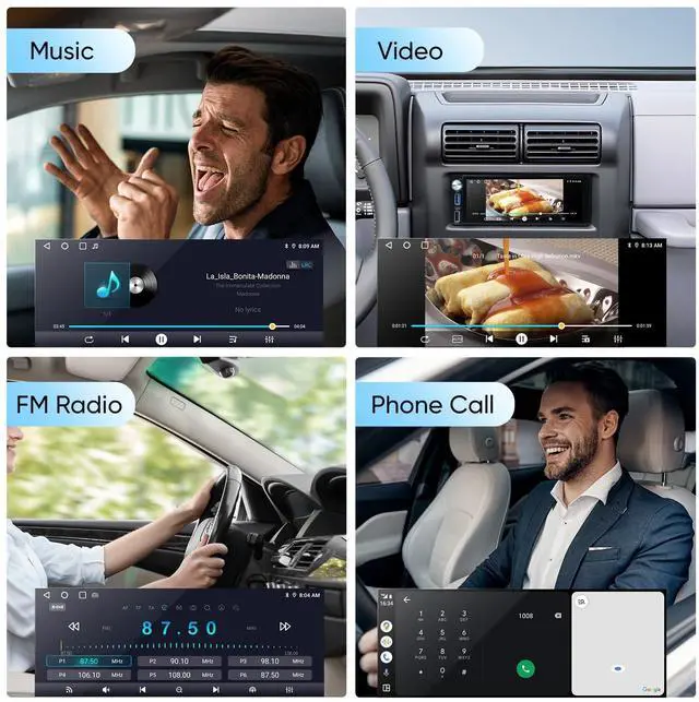 Alt view image 4 of 5 - 6.9-Inch Single Din Touchscreen Car Stereo - Android 2GB+64GB Type-C&USB Single Din Wired/Wireless Carplay Android Auto,1080P HD GPS Navigation Handsfree Calling WiFi, SWC/FM/BT (6.86-SD-C)