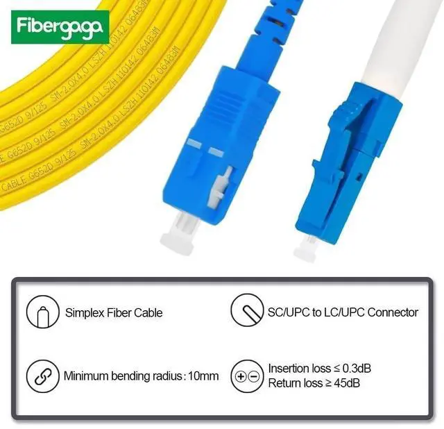 Alt view image 2 of 5 - Fibergaga-3m(10ft) OS2 SC to LC Fiber Patch Cable, Single Mode, Simplex, Length Option: 0.5M(1.6ft)-100m(328ft) 9/125m 2.0mm Diameter Fiber Optic Cable, OS1/OS2 Compatible - 5 Pack