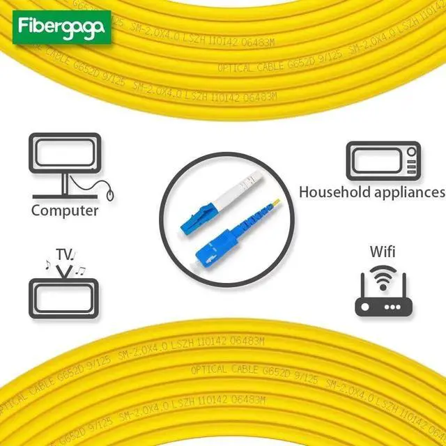 Alt view image 3 of 5 - Fibergaga-3m(10ft) OS2 SC to LC Fiber Patch Cable, Single Mode, Simplex, Length Option: 0.5M(1.6ft)-100m(328ft) 9/125m 2.0mm Diameter Fiber Optic Cable, OS1/OS2 Compatible - 5 Pack
