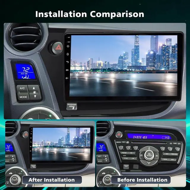 Alt view image 2 of 5 - 9 Inch Android 13 Car Stereo Radio for Insight 2009-2014 w/GPS Navigation WiFi Bluetooth w/Carplay and Android Auto Car Music Player AHD Camera Microphone