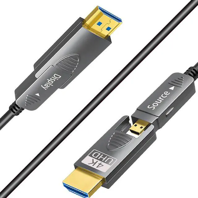 Main image of SkyeySnail 30ft 4K HDMI Cable, Fiber Optic HDMI Cable, Micro HDMI to HDMI, Detachable Type A to D, D to D, 18Gbps Ultra Speed, Slim Flexible, Long Extended, for Projector TV Xbox PS