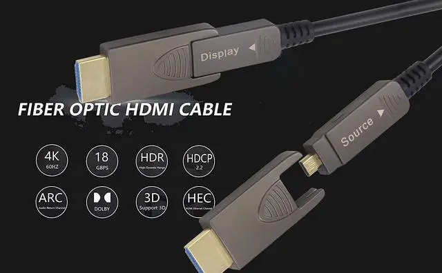 Alt view image 4 of 5 - SkyeySnail 30ft 4K HDMI Cable, Fiber Optic HDMI Cable, Micro HDMI to HDMI, Detachable Type A to D, D to D, 18Gbps Ultra Speed, Slim Flexible, Long Extended, for Projector TV Xbox PS