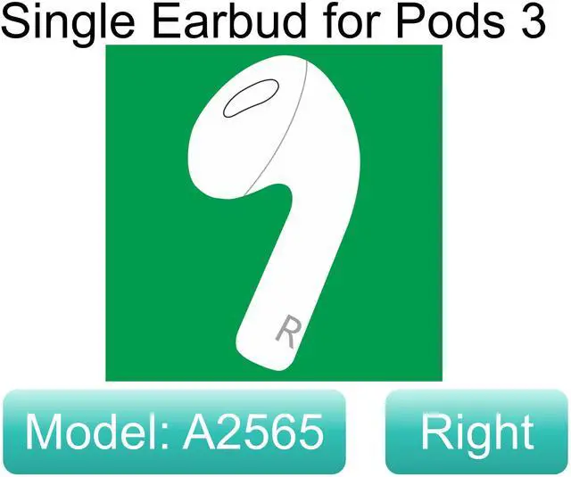 Alt view image 2 of 5 - Meenova A2565 OEM Right Earbuds Replacement for AirPod 3rd Gen, Single Right Ear Side Only, Compatible with Original One AirPods 3 Generation A2897 A2566 Charging Case Earpad (Right A2565)