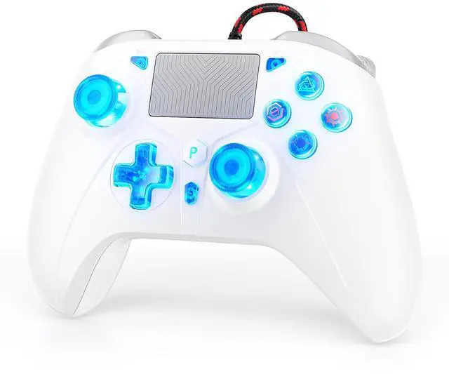 Main image of Gamrombo LED Wired Controller for PS5/PS5 Pro/PS5 Slim, Compatible withPS4/PC with 3.5mm Headphone Jack/Dual Vibration/Macro Function/Trubo Function, 10ft Cable