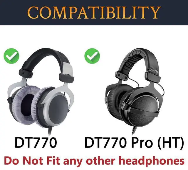 Alt view image 2 of 5 - SOULWIT Replacement Kit for Beyerdynamic DT 770/DT770 PRO Headphones, Velour Ear Pads Cushions + Protein Leather Headband - Grey