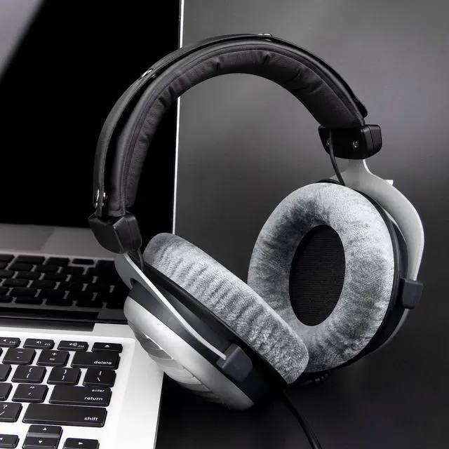 Alt view image 3 of 5 - SOULWIT Replacement Kit for Beyerdynamic DT 770/DT770 PRO Headphones, Velour Ear Pads Cushions + Protein Leather Headband - Grey