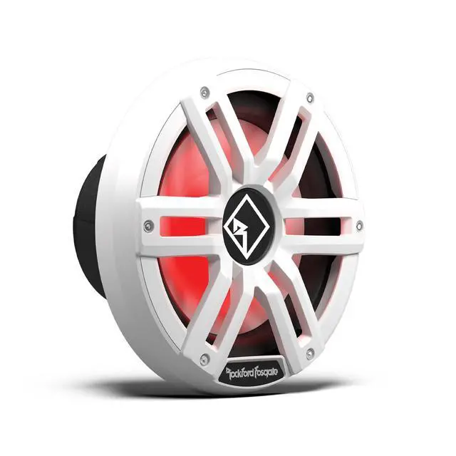 Alt view image 3 of 5 - Rockford Fosgate M2D4-10I-G2 Color Optix 10" DVC 4-Ohm Infinite Baffle Multicolor LED Lighted Marine Subwoofer 400 Watts RMS / 1600 Watts Peak - White/Stainless