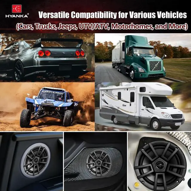 Alt view image 4 of 5 - H YANKA ES-65 6.5 Door Speakers, 500 Watts Full-Range Stereo, 2-Way Coaxial Car Speakers, Clear Sound with No Distortion, Includes Installation Kit, Ideal for Cars, Trucks, Jeeps, and More (1 Pair)