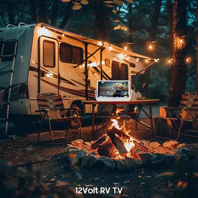 Alt view image 3 of 5 - SYLVOX 15.6'' Portable Smart TV 12 Volt Television, 10000mAH Battery Powered IP66 Waterproof Dual Speakers Wireless WiFi 300nits Small Outdoor TVs, for RV Camping Pool Bathroom Kitchen Bedroom