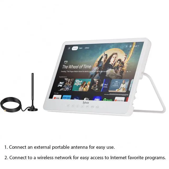 Alt view image 5 of 5 - SYLVOX 15.6'' Portable Smart TV 12 Volt Television, 10000mAH Battery Powered IP66 Waterproof Dual Speakers Wireless WiFi 300nits Small Outdoor TVs, for RV Camping Pool Bathroom Kitchen Bedroom