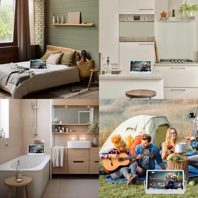 Alt view image 4 of 5 - SYLVOX 15.6'' Portable Smart TV 12 Volt Television, 10000mAH Battery Powered IP66 Waterproof Dual Speakers Wireless WiFi 300nits Small Outdoor TVs, for RV Camping Pool Bathroom Kitchen Bedroom