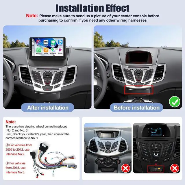 Alt view image 2 of 5 - SIXWIN Android 13 6G+128G Car Stereo for Ford Fiesta 2009-2014 9 Inch Touch Screen Car Radio with CarPlay Android Auto Bluetooth Weather Forecast 59UI GPS Navigation WiFi Network Radio 32EQ