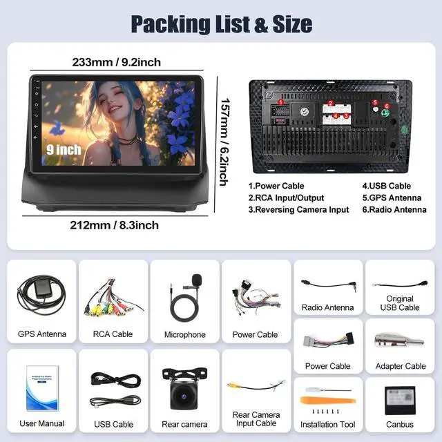 Alt view image 4 of 5 - SIXWIN Android 13 6G+128G Car Stereo for Ford Fiesta 2009-2014 9 Inch Touch Screen Car Radio with CarPlay Android Auto Bluetooth Weather Forecast 59UI GPS Navigation WiFi Network Radio 32EQ