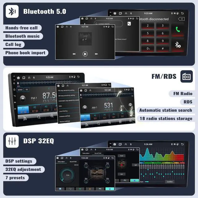Alt view image 5 of 5 - SIXWIN Android 13 6G+128G Car Stereo for Ford Fiesta 2009-2014 9 Inch Touch Screen Car Radio with CarPlay Android Auto Bluetooth Weather Forecast 59UI GPS Navigation WiFi Network Radio 32EQ