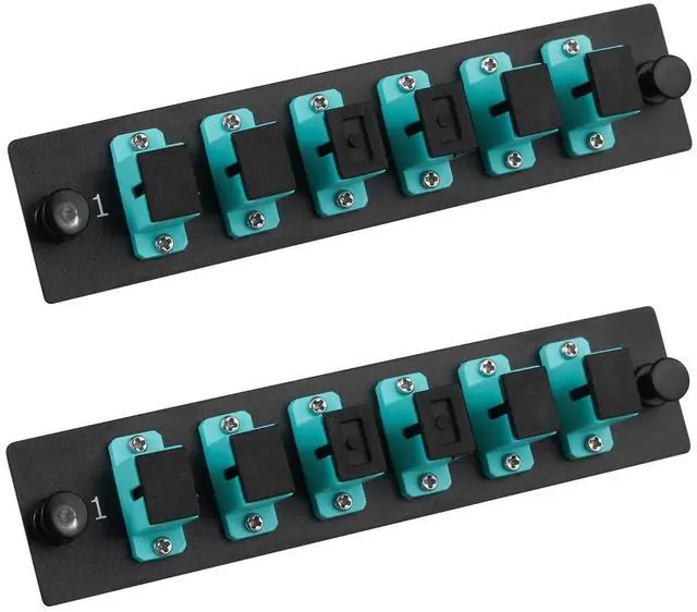 Main image of Duogalia (2-Pack 6 Simplex SC/OM3 Fiber Patch Panel with Simplex Multimode Aqua Blue SC Adapters, 6 Fiber Ports