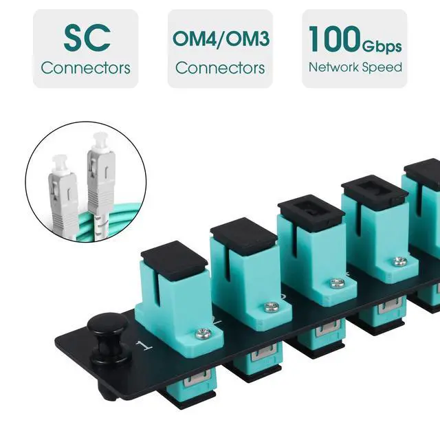 Alt view image 2 of 5 - Duogalia (2-Pack 6 Simplex SC/OM3 Fiber Patch Panel with Simplex Multimode Aqua Blue SC Adapters, 6 Fiber Ports
