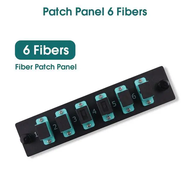 Alt view image 3 of 5 - Duogalia (2-Pack 6 Simplex SC/OM3 Fiber Patch Panel with Simplex Multimode Aqua Blue SC Adapters, 6 Fiber Ports