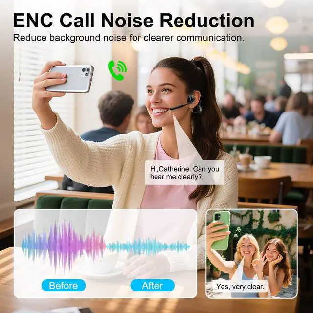 Alt view image 5 of 5 - Wireless Bluetooth Headset with Microphone Open Ear Headphones with Air Conduction and Noise Cancelling Mute Button Mic for Phone Computer, Support for aptX, aptX LL, aptX HD for 10 hours (Dark