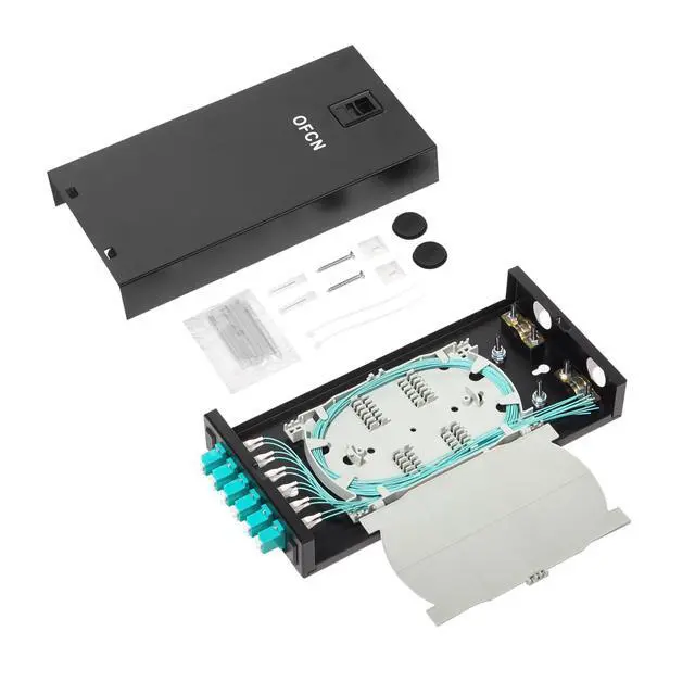 Alt view image 2 of 5 - OFCN Wallmount Box Fiber Optic Terminal encloure 12 Strand Duplex LC MM OM3 10G pigtials and 6 pcs Duplex Adaptor Loaded