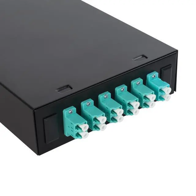 Alt view image 3 of 5 - OFCN Wallmount Box Fiber Optic Terminal encloure 12 Strand Duplex LC MM OM3 10G pigtials and 6 pcs Duplex Adaptor Loaded