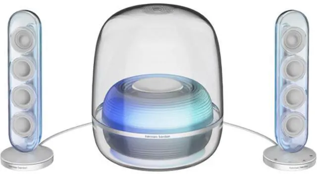 Main image of Harman Kardon SoundSticks 5 2.1-Channel Bluetooth Speaker with HDMI - White - 3-Way Speaker Design with Multicolor Light Show - Music Streaming & Auracast Multi-Speaker Connection