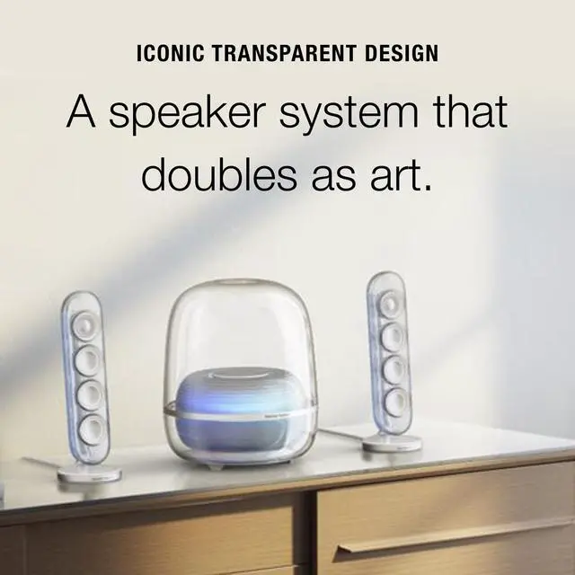 Alt view image 2 of 5 - Harman Kardon SoundSticks 5 2.1-Channel Bluetooth Speaker with HDMI - White - 3-Way Speaker Design with Multicolor Light Show - Music Streaming & Auracast Multi-Speaker Connection