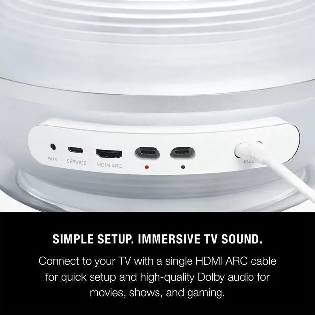 Alt view image 4 of 5 - Harman Kardon SoundSticks 5 2.1-Channel Bluetooth Speaker with HDMI - White - 3-Way Speaker Design with Multicolor Light Show - Music Streaming & Auracast Multi-Speaker Connection