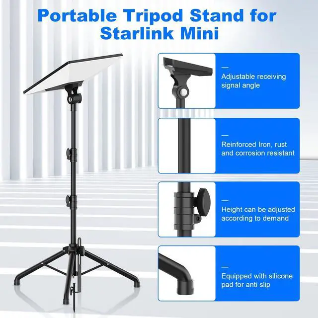 Alt view image 5 of 5 - Starlink Mini Tripod Mount with Adapter, 270 Tilt Angle Adjustable Starlink Mini Kit, Height Adjustable Starlink Mount, Ground Nail Design, for Outdoor Camping, Travel, Rv (Balck)