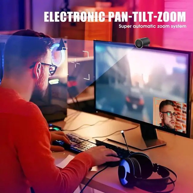 Alt view image 4 of 5 - QijiaView 4K Webcam, UHD CMOS Sensor, Noise Canceling Mic, AI Autofocus, Adjustable FOV, Built-in Privacy Cover, Works for Teams, Zoom, Google Meet, PC/Mac/Laptop/MacBook/Tablet