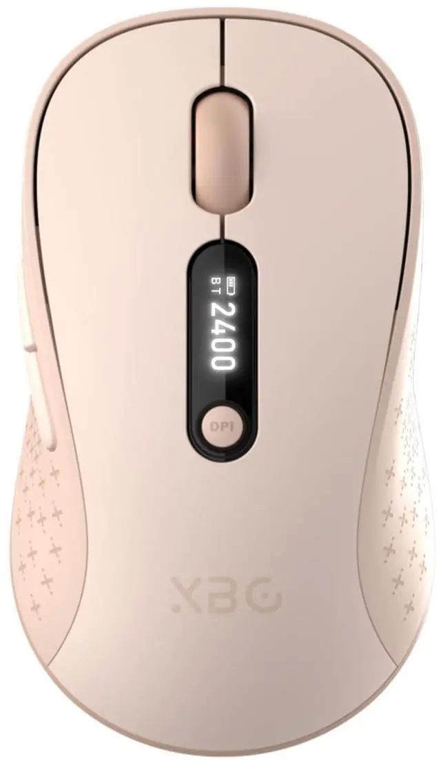 Main image of XBG B15pro Wireless Bluetooth Mouse, Bluetooth 5.0/4.0 & 2.4G Tri-Mode, Type-C Rechargeable with LED Screen Display, Ergonomic Silent Click for Laptop/PC/Tablet, Multi-Device & Office Use-Pink