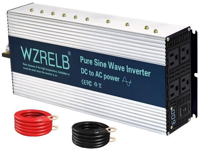 Main image of WZRELB 1800W Pure Sine Wave Inverter 12V DC to 110V 120V AC,Car Power Inverter with 4 AC Outlets, LED Display,Off-Grid Portable Power Converter for Home, RV, Truck, Camping
