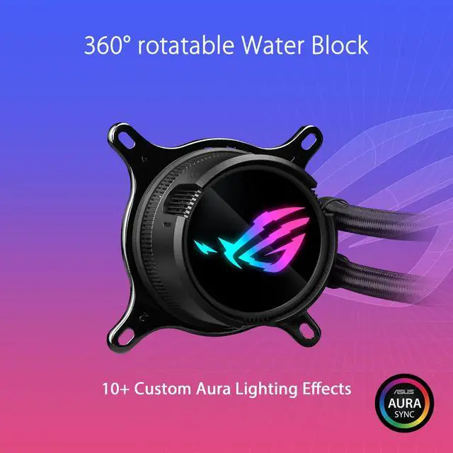 Alt view image 2 of 5 - ASUS ROG Strix LC III 360 ARGB All-in-one CPU Liquid Cooler with 360 rotatable Water Block, Aseteks New Gen7 v2 Pump, Premium ROG ARGB Fans, and 10+ Custom Aura Lighting Effects, 6 Year Warranty