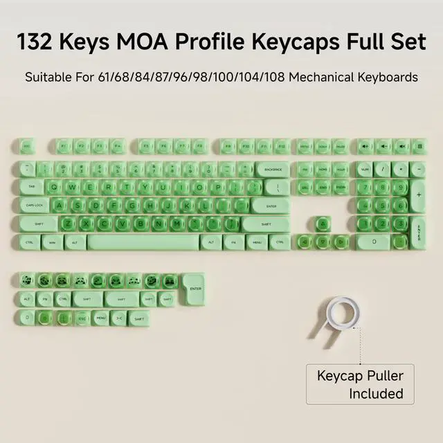 Alt view image 2 of 5 - SEUNKWANG EWEADN Foundation PBT Keycaps, Jelly MOA Profile Keycap, 132 Keys Cute Custom Keycaps for Mechanical Keyboard with Cherry/Gateron MX Switches-Green