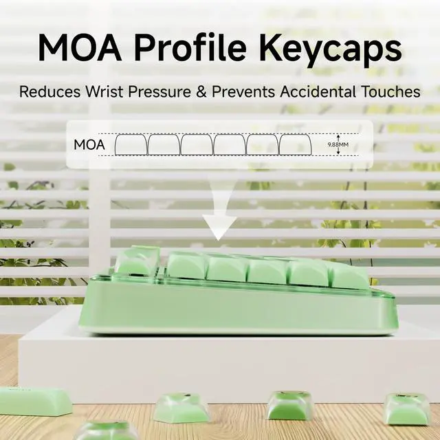 Alt view image 5 of 5 - SEUNKWANG EWEADN Foundation PBT Keycaps, Jelly MOA Profile Keycap, 132 Keys Cute Custom Keycaps for Mechanical Keyboard with Cherry/Gateron MX Switches-Green