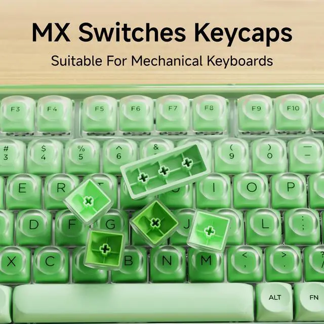 Alt view image 4 of 5 - SEUNKWANG EWEADN Foundation PBT Keycaps, Jelly MOA Profile Keycap, 132 Keys Cute Custom Keycaps for Mechanical Keyboard with Cherry/Gateron MX Switches-Green