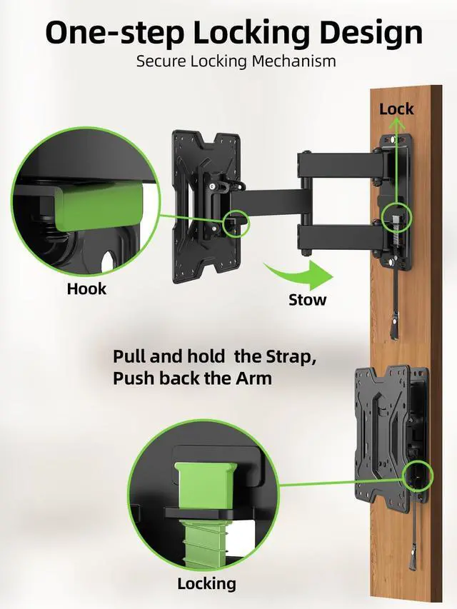 Alt view image 3 of 5 - USX MOUNT UL Listed RV TV Mount for Most 17-43inch TV - Lockable Full Motion RV TV Wall Mount for Camper, Trailer, Motorhome - Swivel Tilt Bracket for Truck Boat, 44 lbs Capacity, VESA 200mm