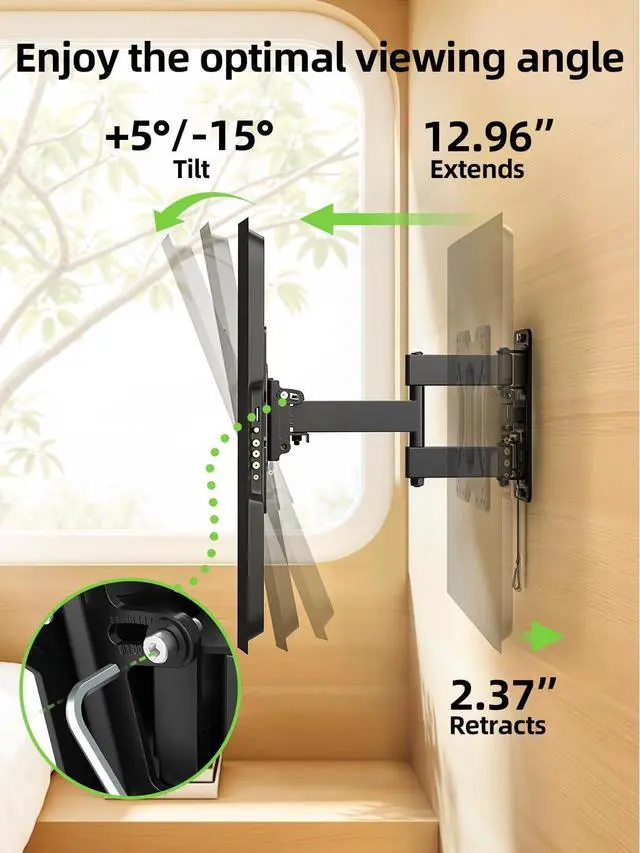Alt view image 4 of 5 - USX MOUNT UL Listed RV TV Mount for Most 17-43inch TV - Lockable Full Motion RV TV Wall Mount for Camper, Trailer, Motorhome - Swivel Tilt Bracket for Truck Boat, 44 lbs Capacity, VESA 200mm