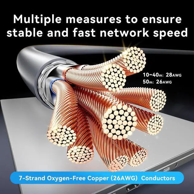 Alt view image 3 of 5 - VENTION Starlink Gen 4 Cable, Up to 10Gbps, IP68 Cat 7 165ft, Compatible with Star Link Gen 3, 32/50/75/100/150ft Starlink Ethernet Replacement & Extension Cable, High-Speed Waterproof UV Resistant