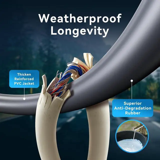 Alt view image 4 of 5 - VENTION Starlink Gen 4 Cable, Up to 10Gbps, IP68 Cat 7 165ft, Compatible with Star Link Gen 3, 32/50/75/100/150ft Starlink Ethernet Replacement & Extension Cable, High-Speed Waterproof UV Resistant