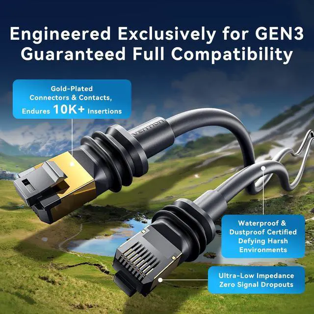 Alt view image 5 of 5 - VENTION Starlink Gen 4 Cable, Up to 10Gbps, IP68 Cat 7 165ft, Compatible with Star Link Gen 3, 32/50/75/100/150ft Starlink Ethernet Replacement & Extension Cable, High-Speed Waterproof UV Resistant