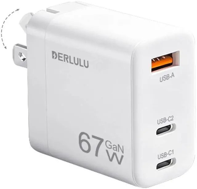 Main image of 67W USB C Charger Block, 2C1A GaN Fast Charger for MacBook Air/Pro, iPhone 17/16, iPad Pro, USB-C Laptop, Compact 3-Port Wall Charger Power Adapter