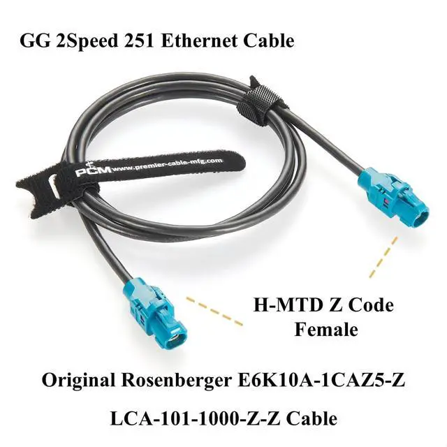 Alt view image 3 of 5 - Rosenberger E6K10A-1CAZ5-Z H-MTD Vehicle Automotive Ethernet Cable 10Gbps 100/1000BASE-T1 H-MTD Female to Female Shielded LCA-101-1000-Z-Z Cable for ADAS, Telematics, Autonomous Driving (1M/3.28FT)
