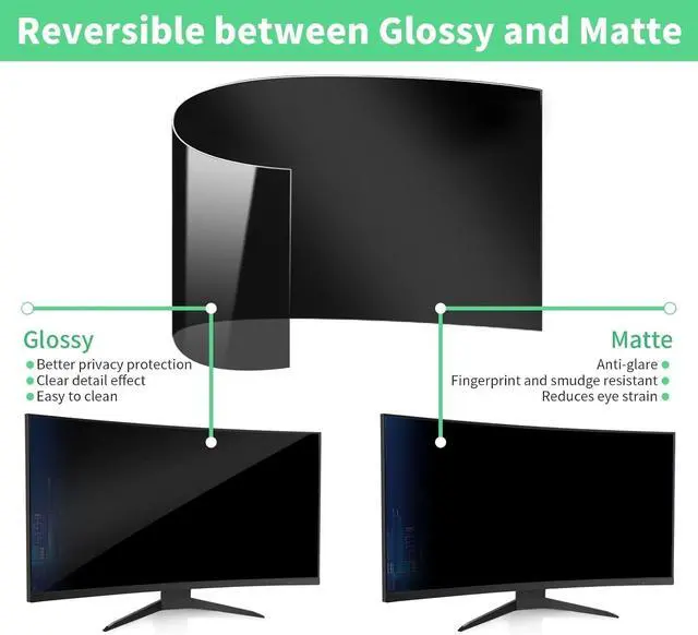 Alt view image 2 of 5 - DEJIMAX 32 Inch Curved Computer Privacy Screen Filter for 16:9 Widescreen Computer Screen Protector Computer Screen Privacy Shield Anti Glare and Blue Light