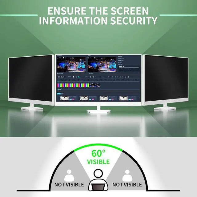 Alt view image 5 of 5 - DEJIMAX 32 Inch Curved Computer Privacy Screen Filter for 16:9 Widescreen Computer Screen Protector Computer Screen Privacy Shield Anti Glare and Blue Light