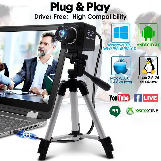 Alt view image 4 of 5 - ELP Low Illumination USB Camera HD Manual Zoom 4mm Lens PC CMERA for Computer Mini UVC Webcam 0.01lux Industrial Webcamera 960P AR0130 Security Lightburn Cam for Laptop